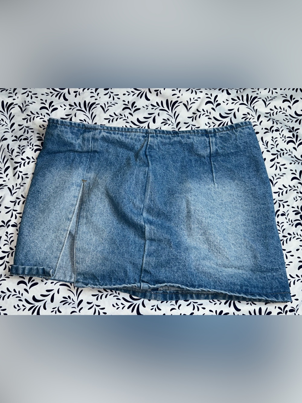 Edikted Blue Faded Denim Mini Skirt